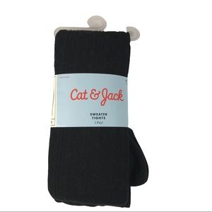 Cat & Jack Sweater Tights Footed Kids Size 7-10 Black